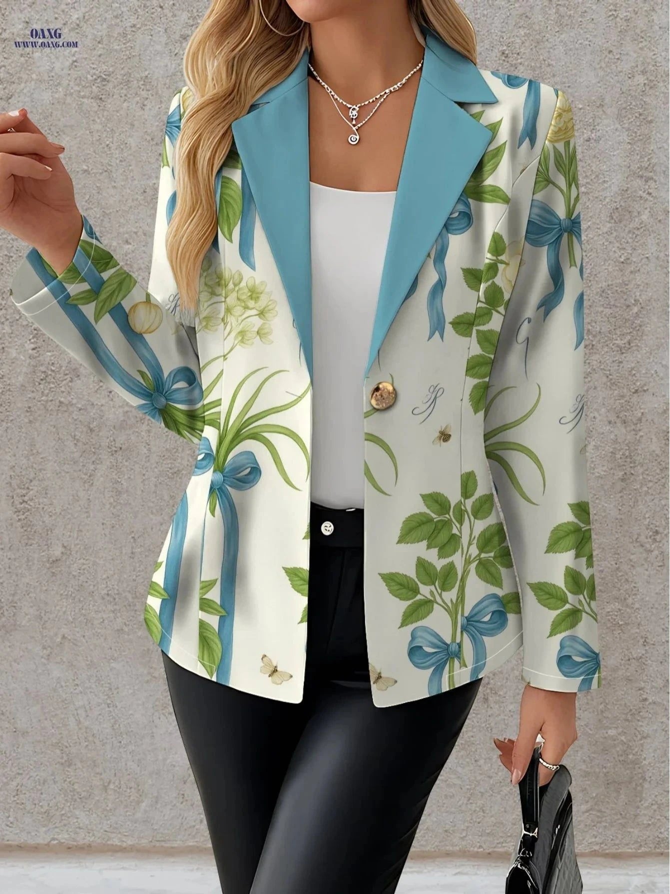 Elegant Women’s Autumn Coats - Floral Print, Long Sleeve Style   OAXG Mixed colors / S