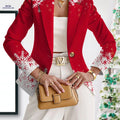Elegant Women's Autumn Fashion - Geometric Patterns & Skirts   OAXG Red And White / S