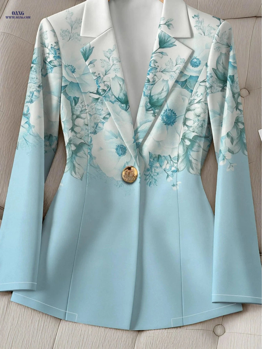 Elegant Women's Autumn Floral Tops - 95% Polyester & Long Sleeve   OAXG 