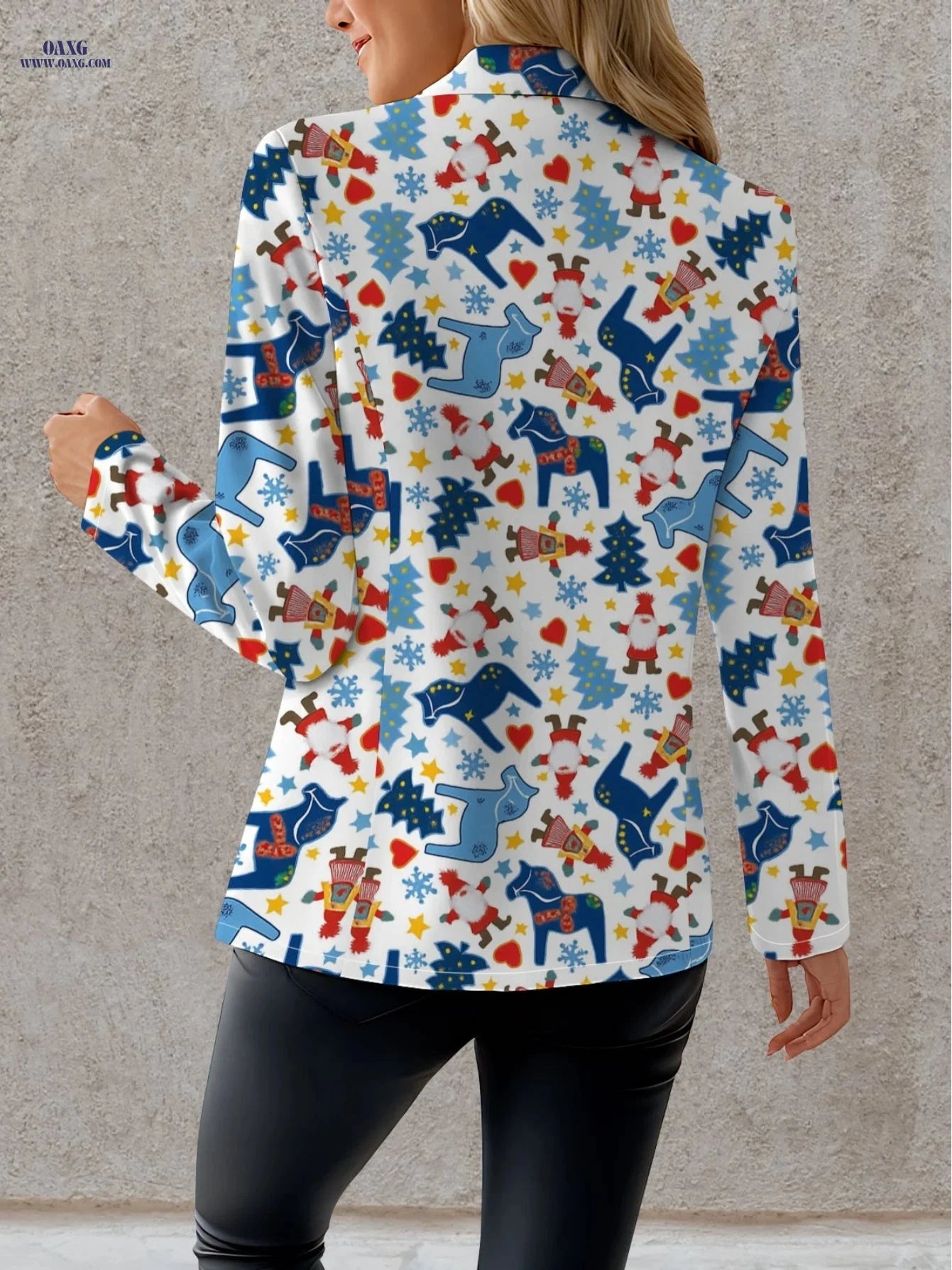 Elegant Women's Autumn Tops - Christmas Geometric Pattern & Style   OAXG 