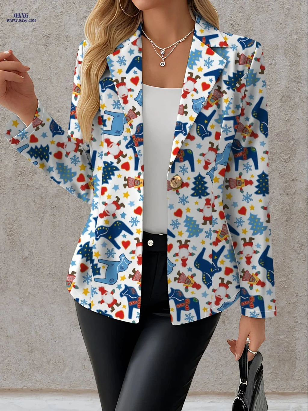 Elegant Women's Autumn Tops - Christmas Geometric Pattern & Style   OAXG 