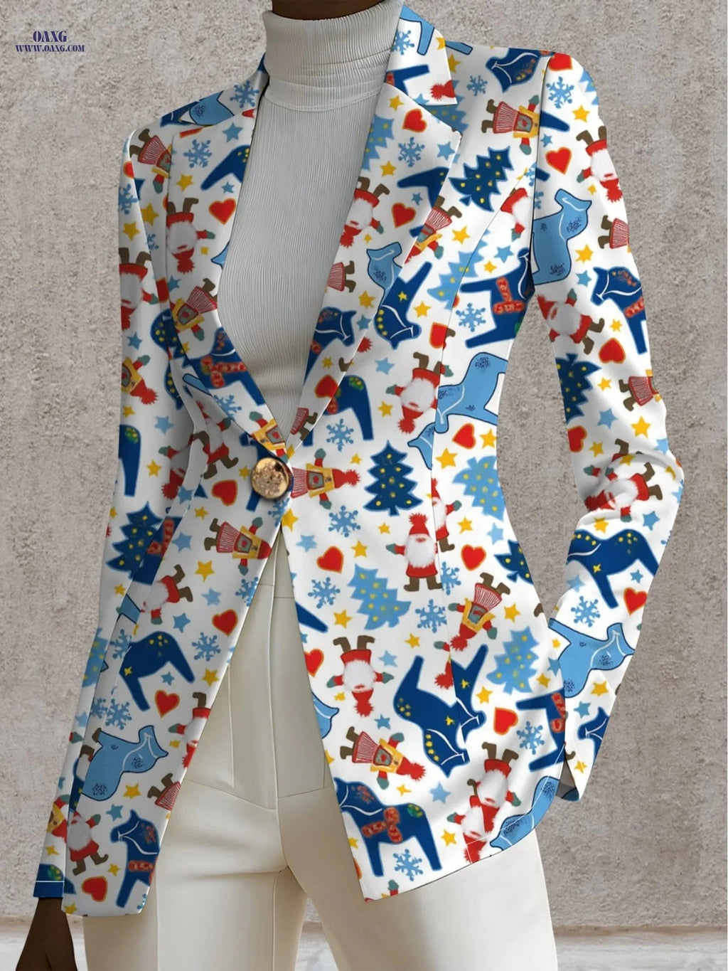 Elegant Women's Autumn Tops - Christmas Geometric Pattern & Style   OAXG Mixed colors / S