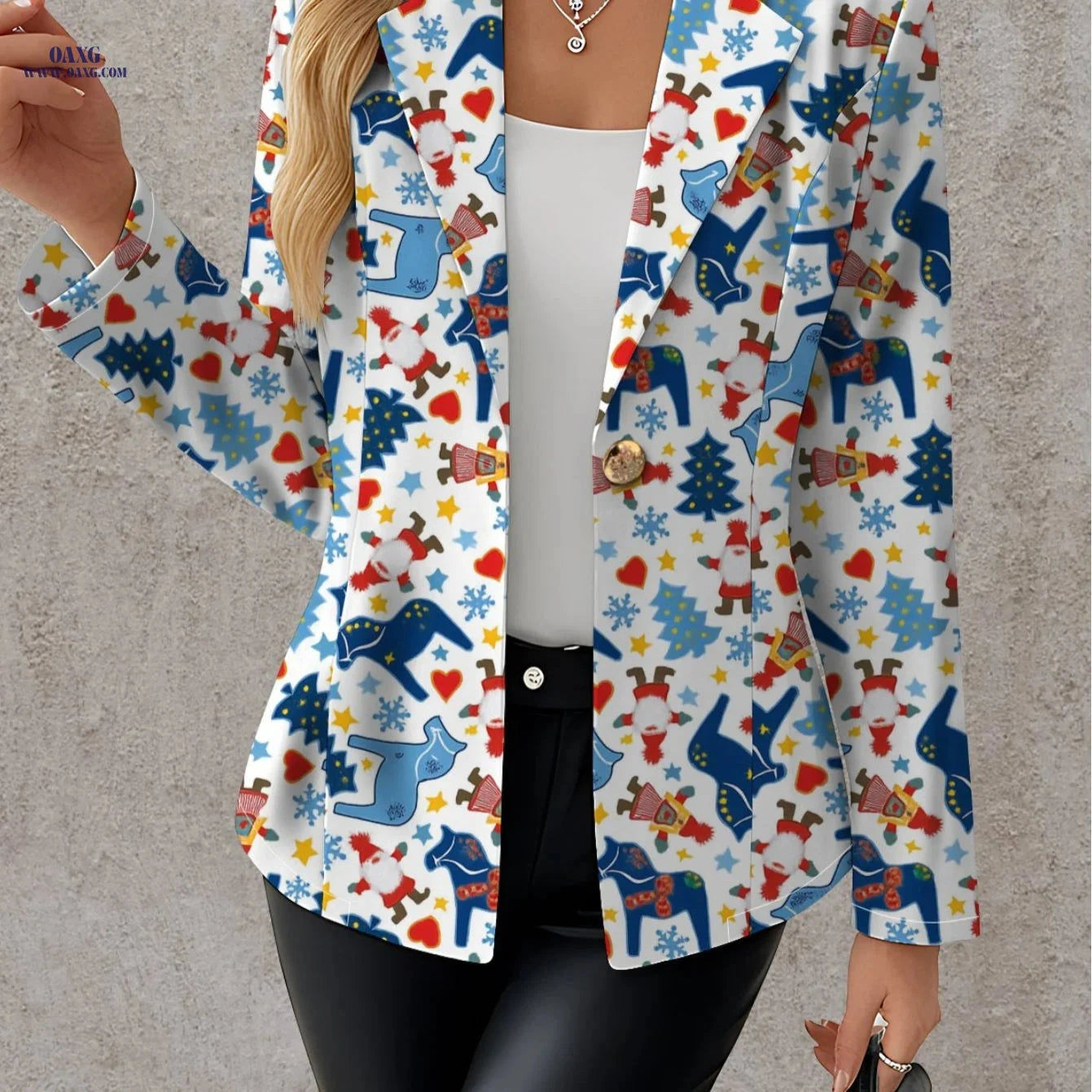 Elegant Women's Autumn Tops - Christmas Geometric Pattern & Style   OAXG Mixed colors / S