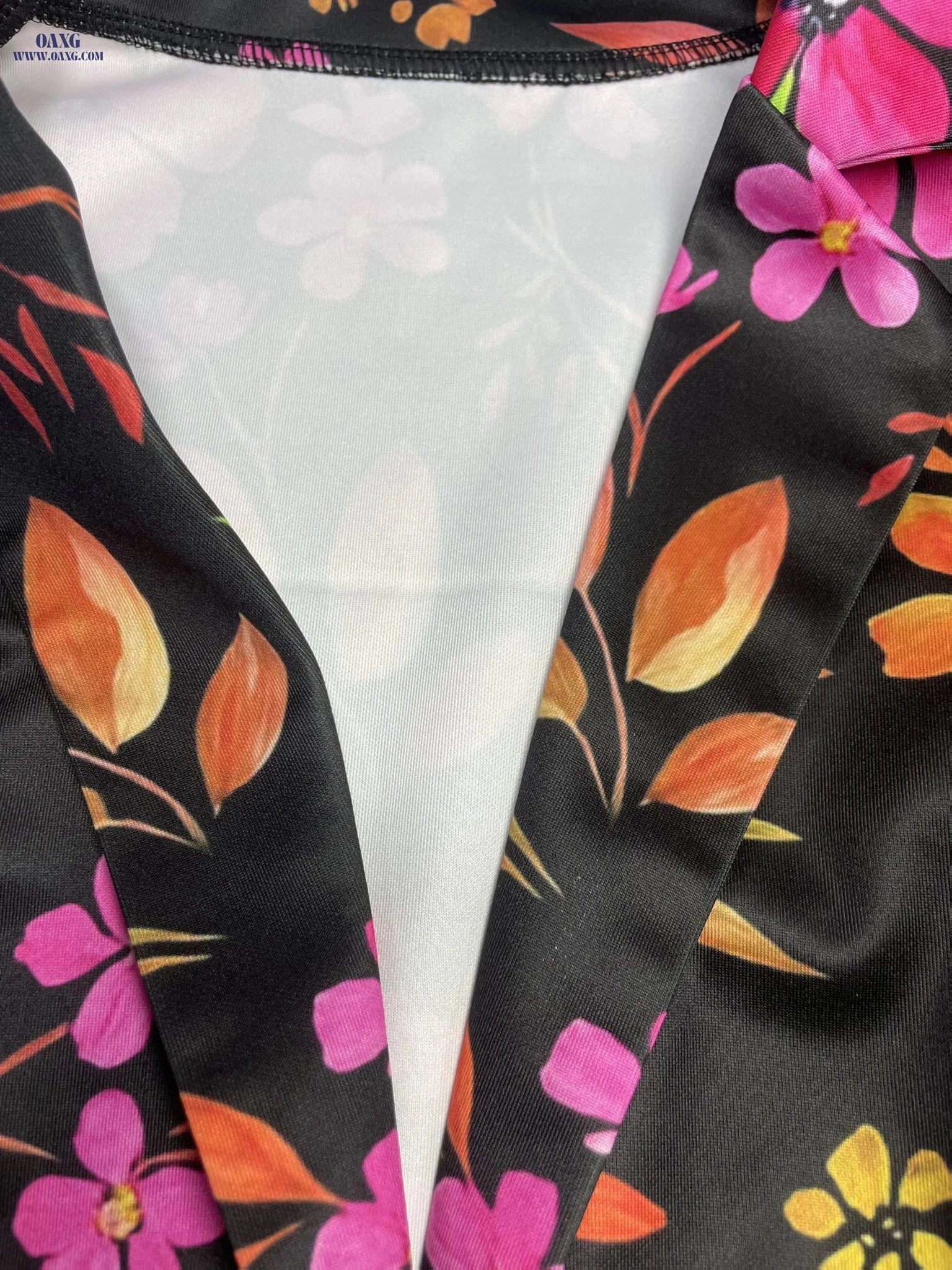 Elegant Women's Autumn Tops - Floral Print, Long Sleeve Design   OAXG Black Color / S