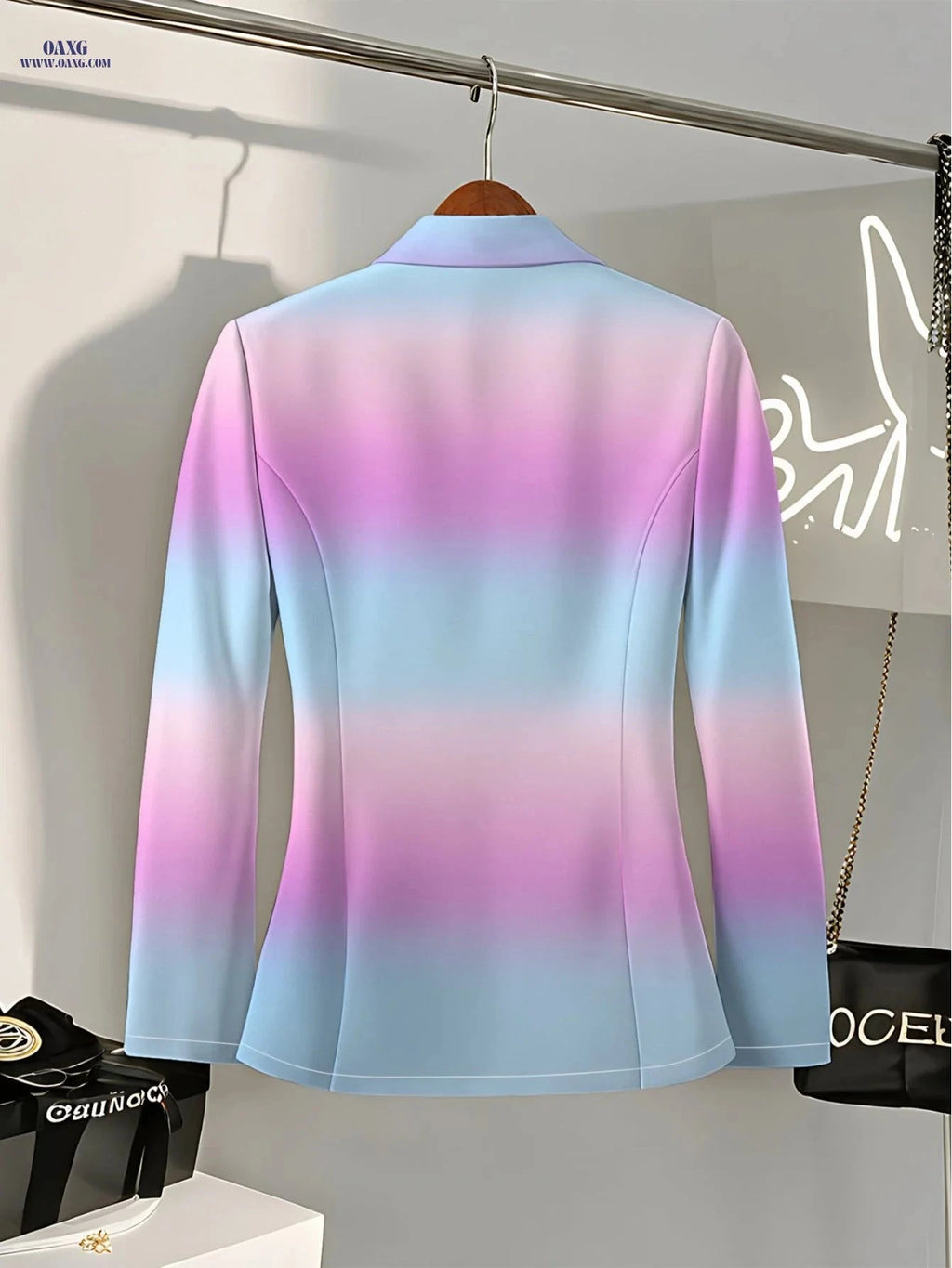 Elegant Women's Autumn Tops - Ombre Prints, Long Sleeve Style   OAXG blue purple pink / S