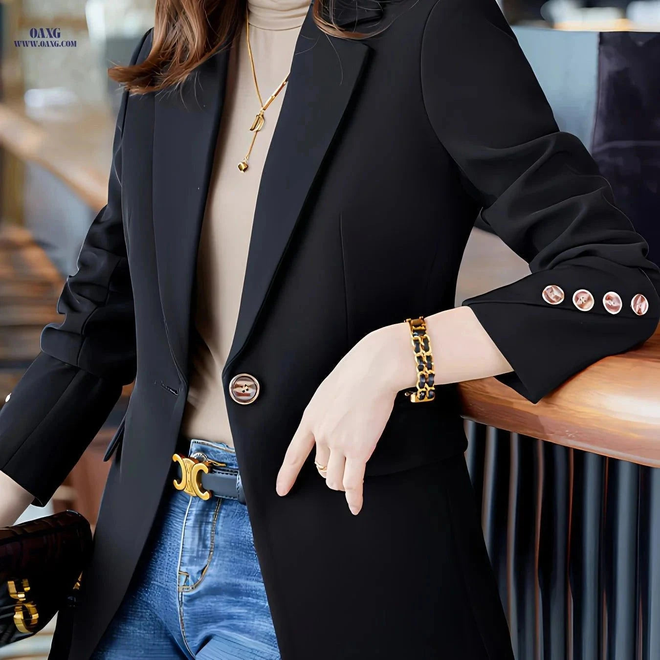 Elegant Women's Autumn Winter Tops - Stylish Formal Wear for Work   OAXG Orange red / XS