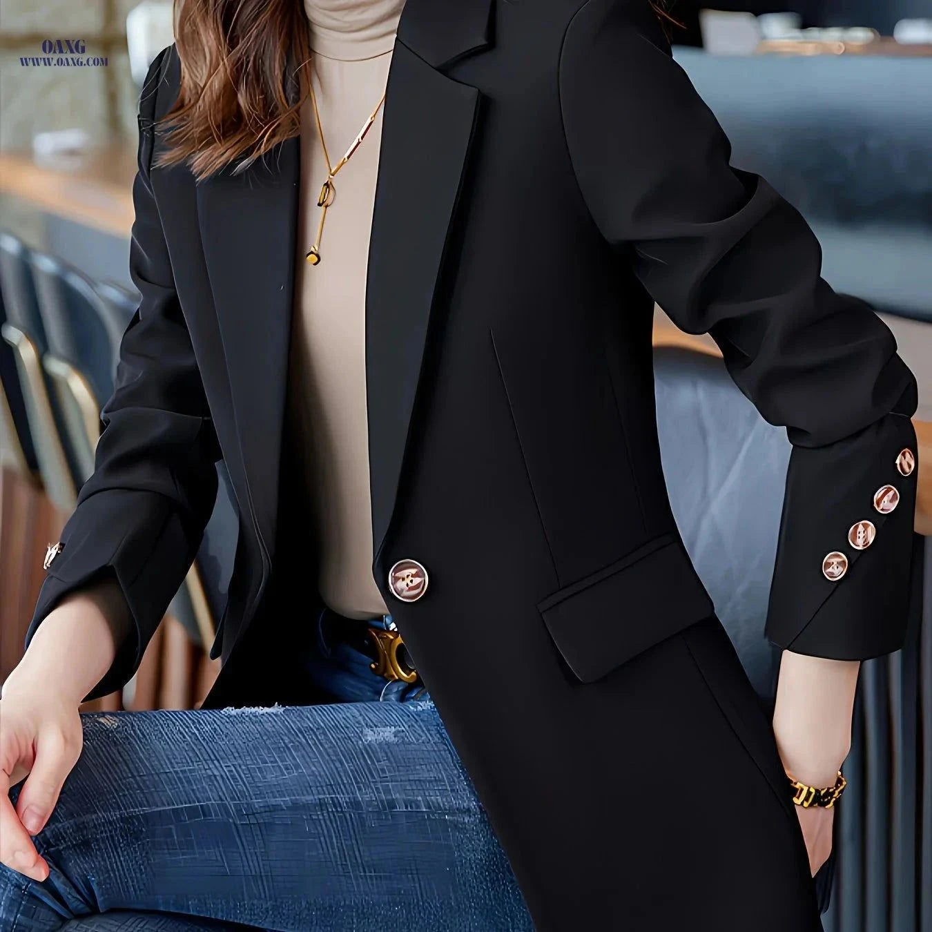 Elegant Women's Autumn Winter Tops - Stylish Formal Wear for Work   OAXG Orange red / XS