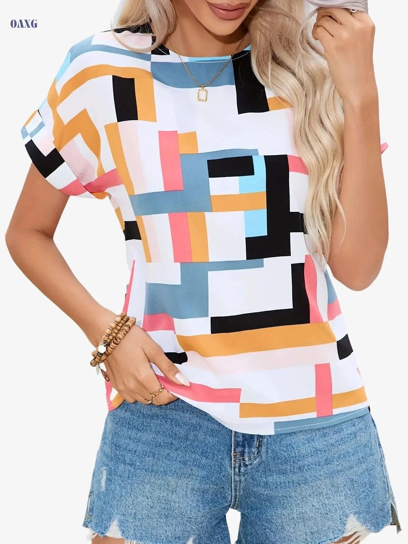 Elegant Women's Batwing Sleeve Blouse - All-Season & Machine Washable   OAXG White / XS