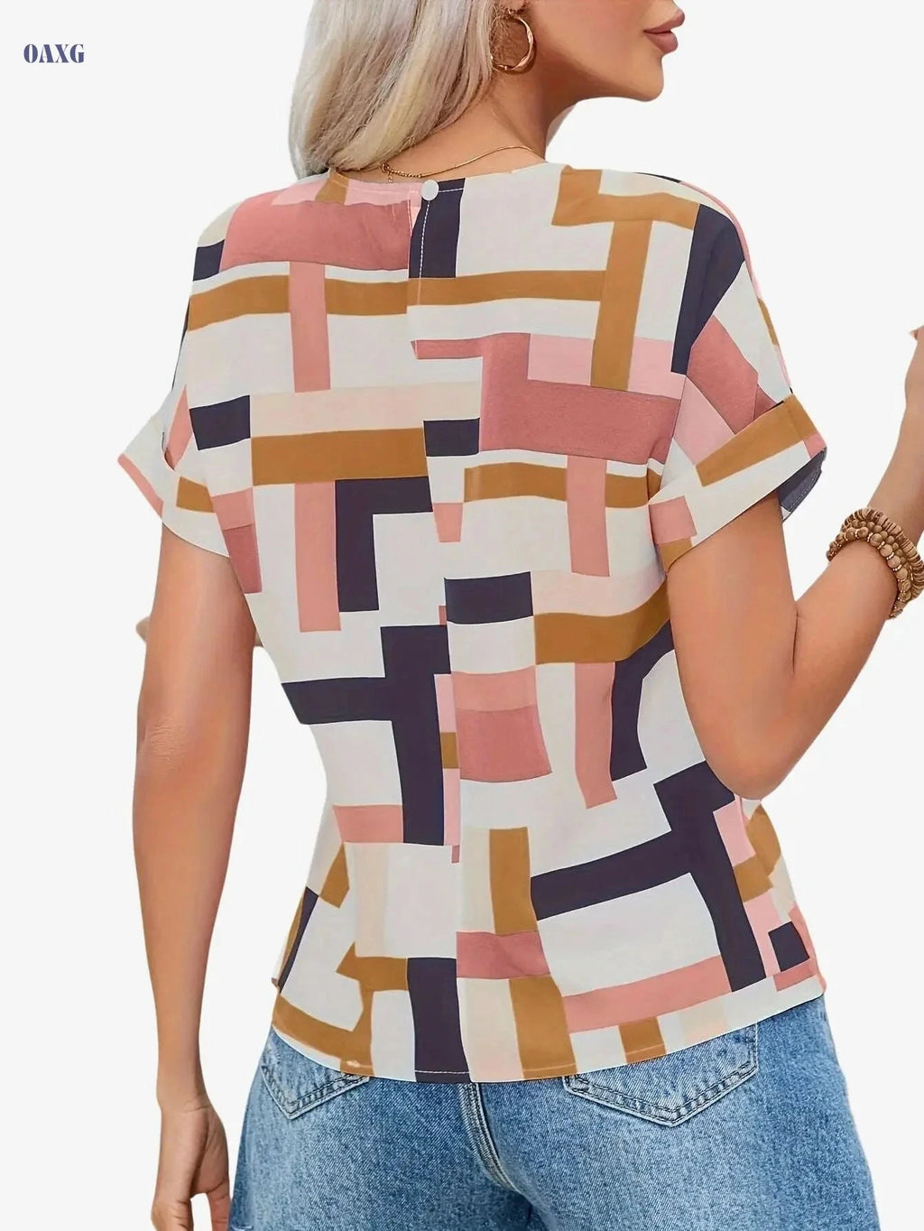 Elegant Women's Batwing Sleeve Blouse - All-Season & Machine Washable   OAXG 