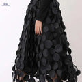 Elegant Women's Black Mesh Long Skirt - Flared A-Line Design   OAXG Black / S