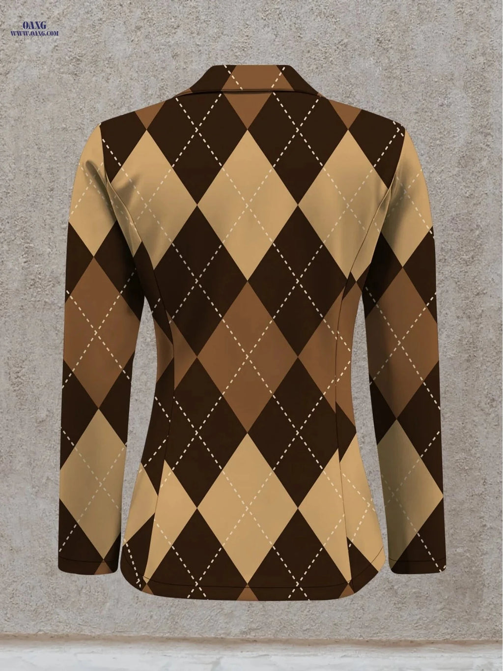 Elegant Women's Blazer - Long Sleeve Diamond Check for Autumn   OAXG 