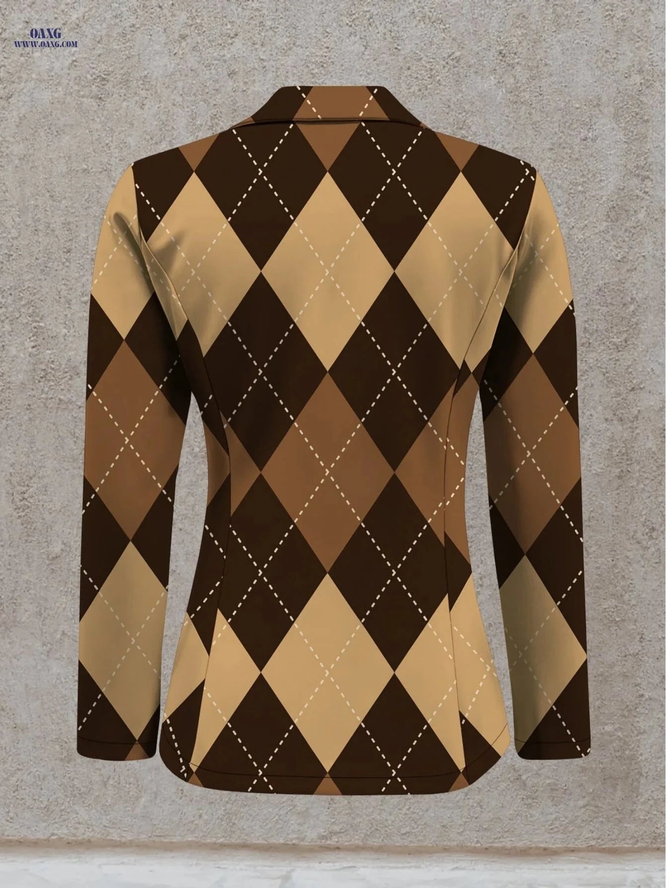 Elegant Women's Blazer - Long Sleeve Diamond Check for Autumn   OAXG 