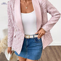 Elegant Women's Blazer - Long Sleeve, Solid Color, Loose Fit   OAXG pink color / S
