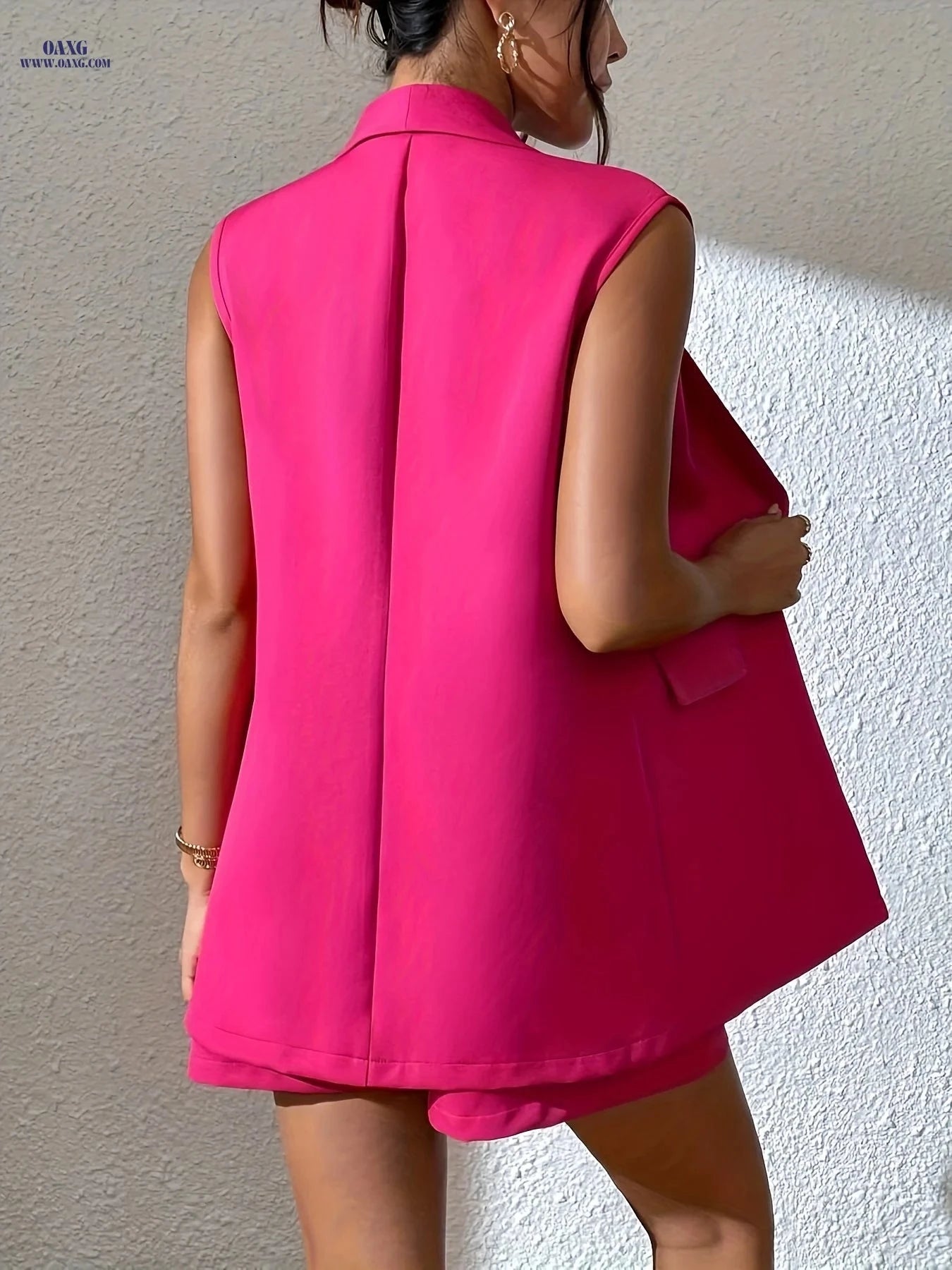 Elegant Women's Blazer Set - Spring/Summer Pea Coat with Zipper Pockets   OAXG 