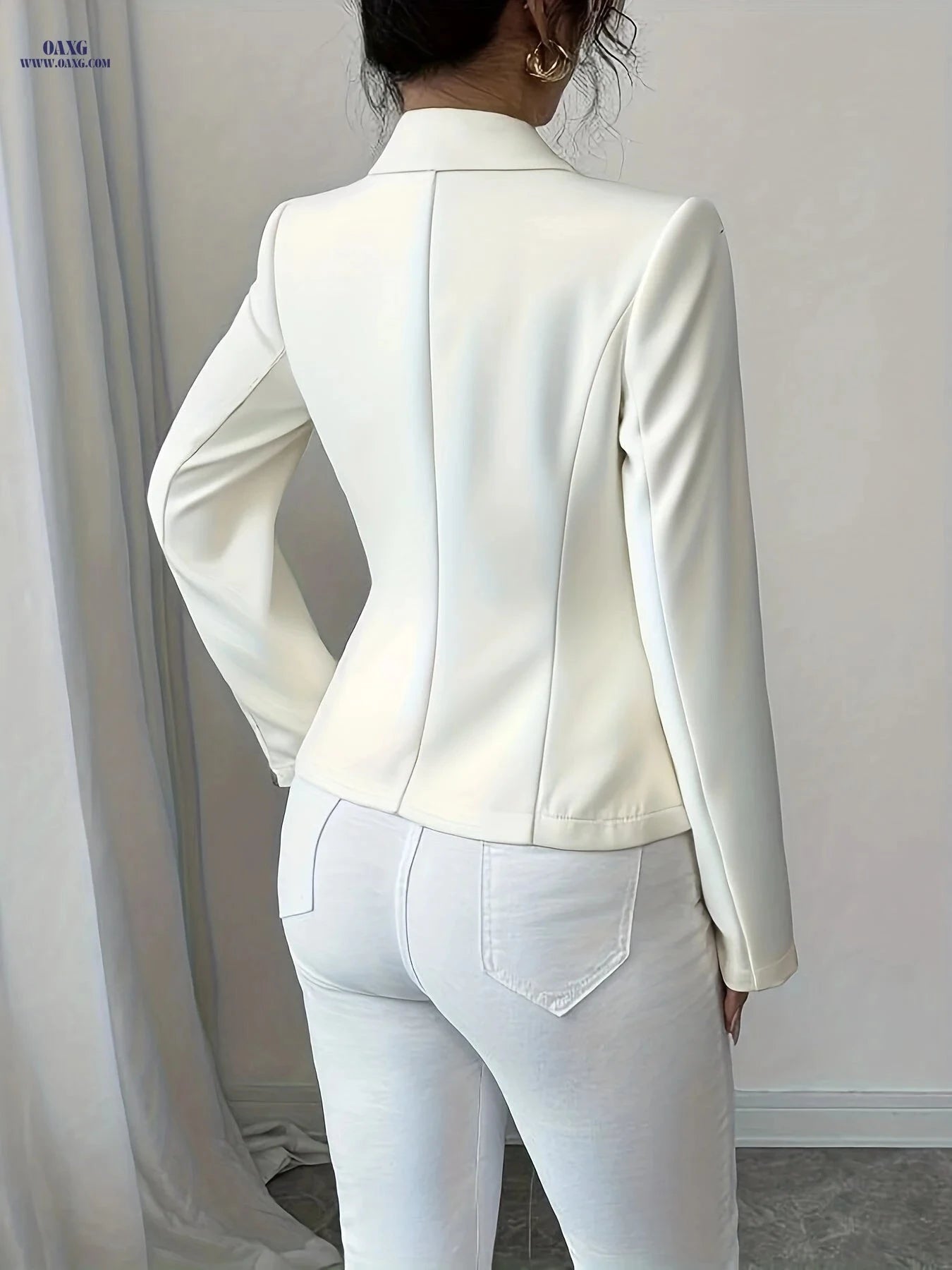 Elegant Women's Blazer - Slim Fit Single-Breasted Suit Jacket   OAXG 