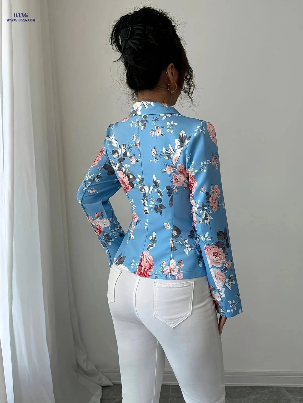 Elegant Women's Blazer - Slim Fit Single-Breasted Suit Jacket   OAXG Blue / Asian XS