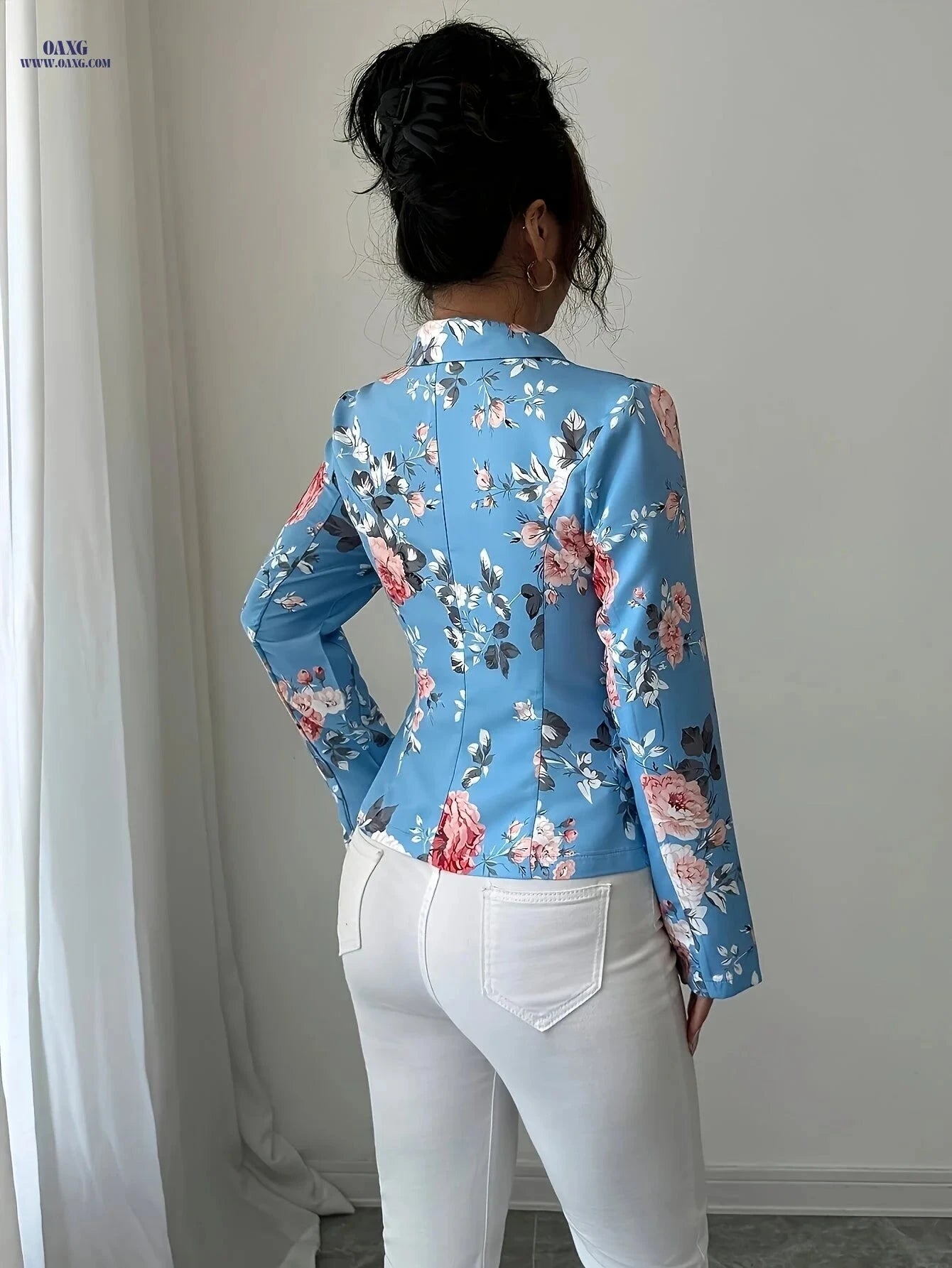 Elegant Women's Blazer - Slim Fit Single-Breasted Suit Jacket   OAXG Blue / Asian XS