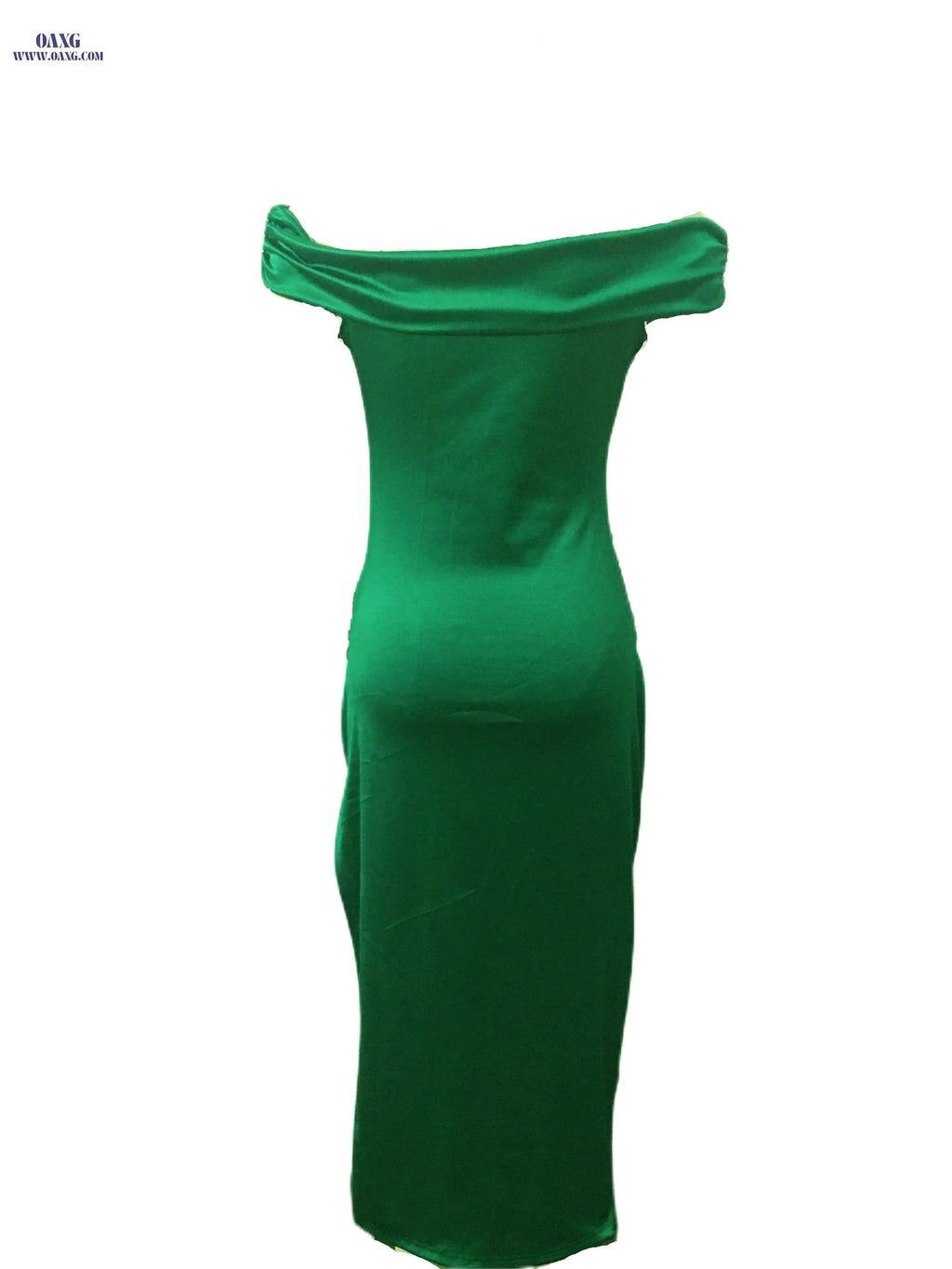 Elegant Women's Bodycon Midi Dress - Solid Color, One-Shoulder Style   OAXG Brick Red / S