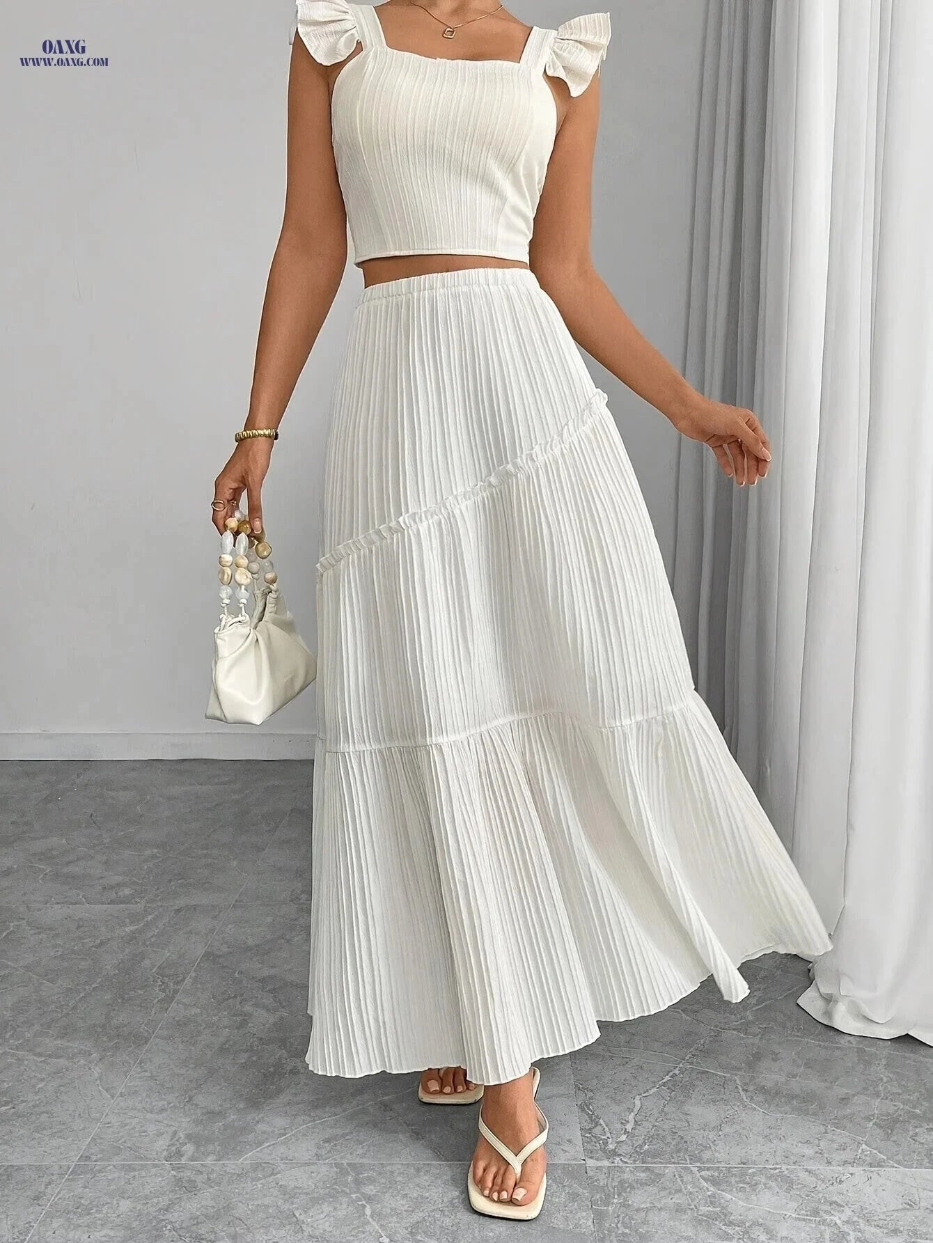 Elegant Women's Camisole Skirt Set - 2026 Spring/Summer Collection   OAXG White / S