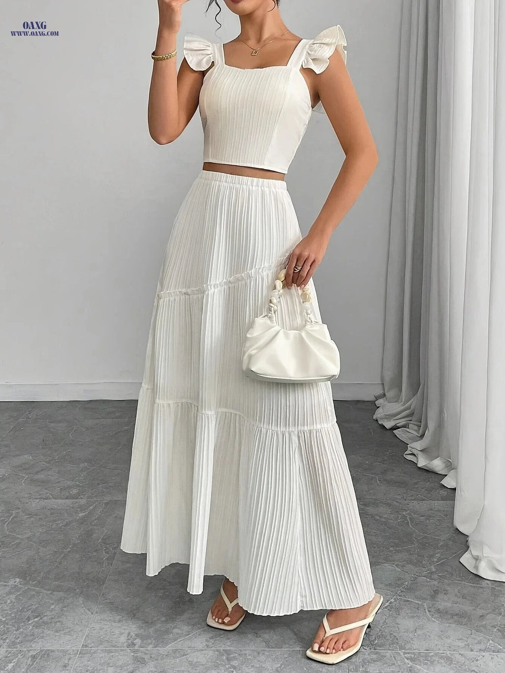 Elegant Women's Camisole Skirt Set - 2026 Spring/Summer Collection   OAXG White / S