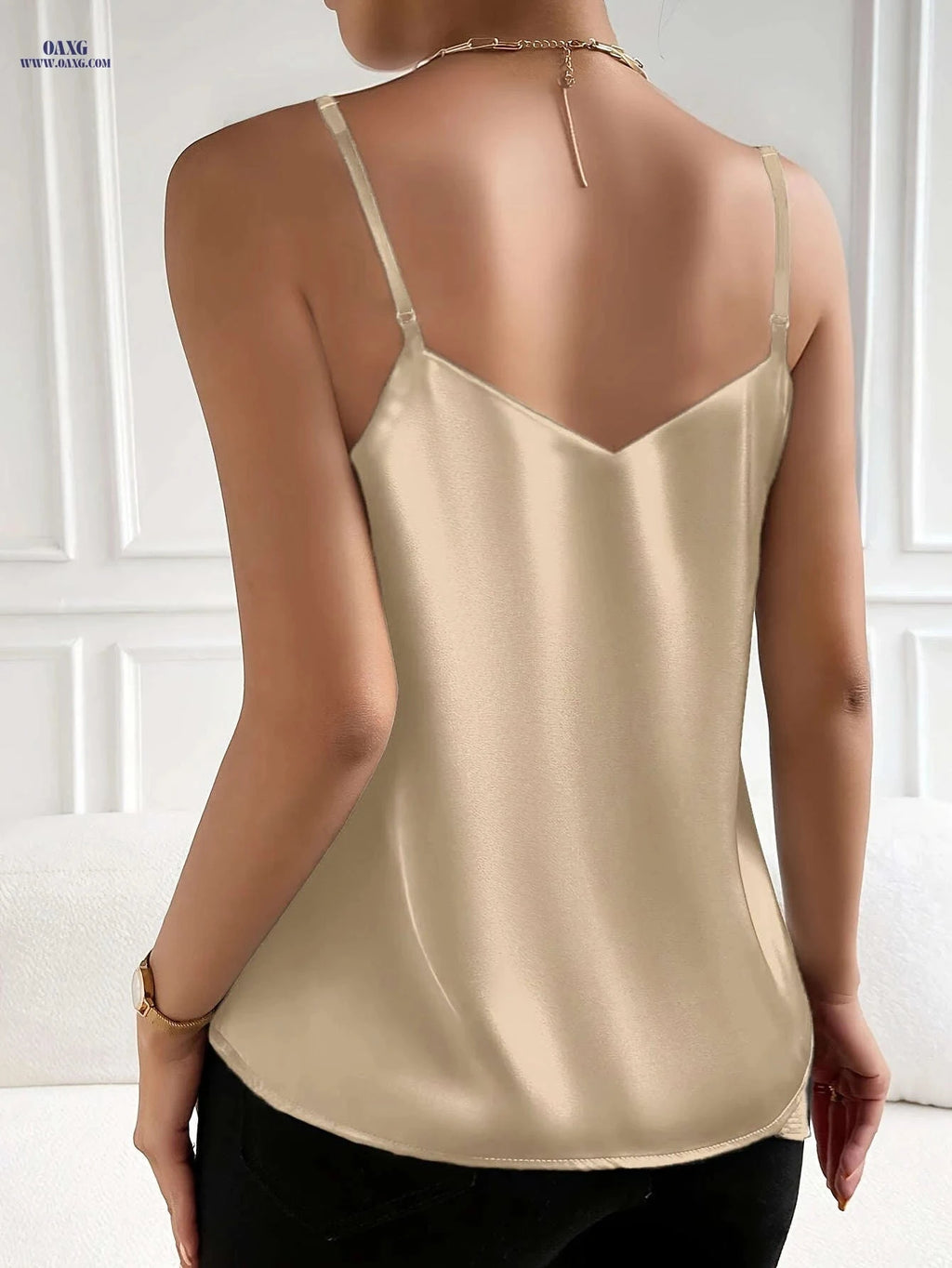 Elegant Women's Camisole Tank Top - Solid Color, Spaghetti Straps   OAXG 