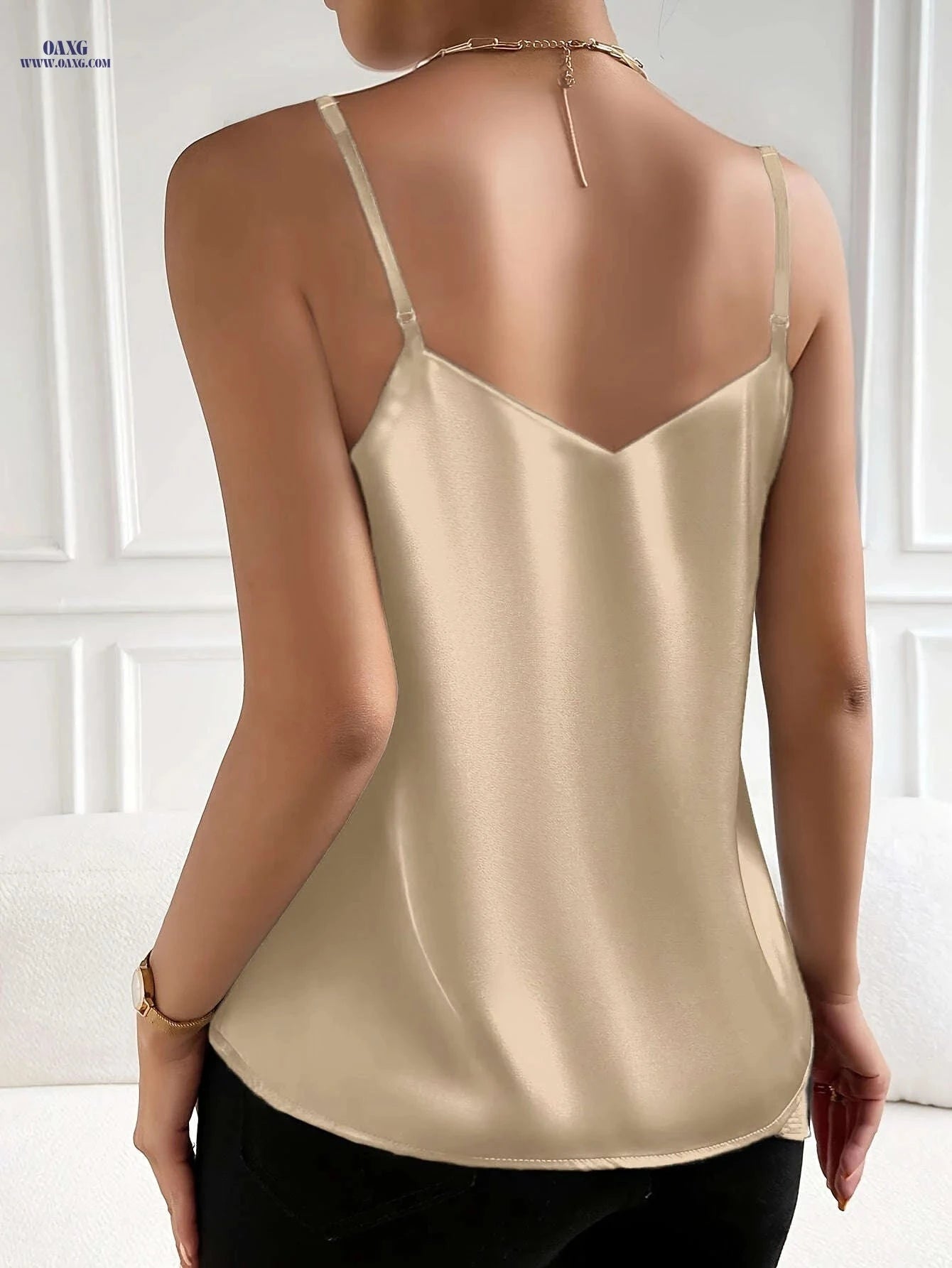 Elegant Women's Camisole Tank Top - Solid Color, Spaghetti Straps   OAXG 