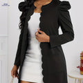 Elegant Women’s Casual Collarless Cardigan - Long Sleeve Jacket   OAXG Black / S