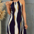 Elegant Women's Casual Geometric Print Tie-Back Dress | Sleeveless Style   OAXG Multicolor / S