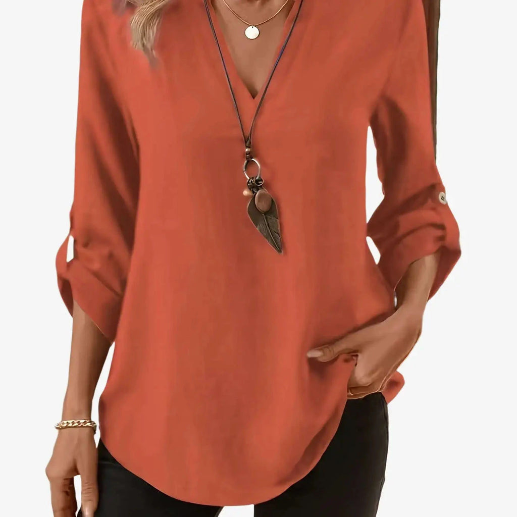 Elegant Women's Casual Short-Sleeve Shirt - Solid Color for Spring/Summer   OAXG 