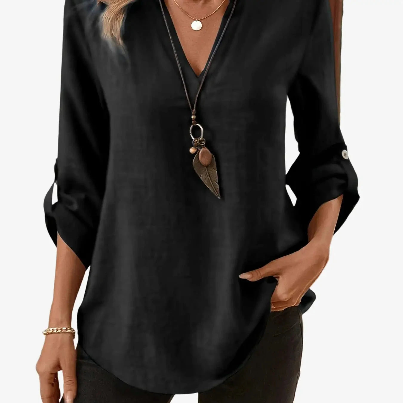 Elegant Women's Casual Short-Sleeve Shirt - Solid Color for Spring/Summer   OAXG crimson / S