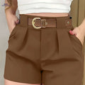 Elegant Women’s Casual Shorts - 100% Polyester, Machine Washable   OAXG 