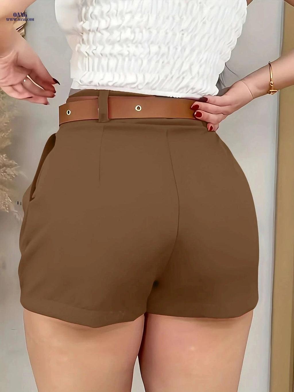 Elegant Women’s Casual Shorts - 100% Polyester, Machine Washable   OAXG 