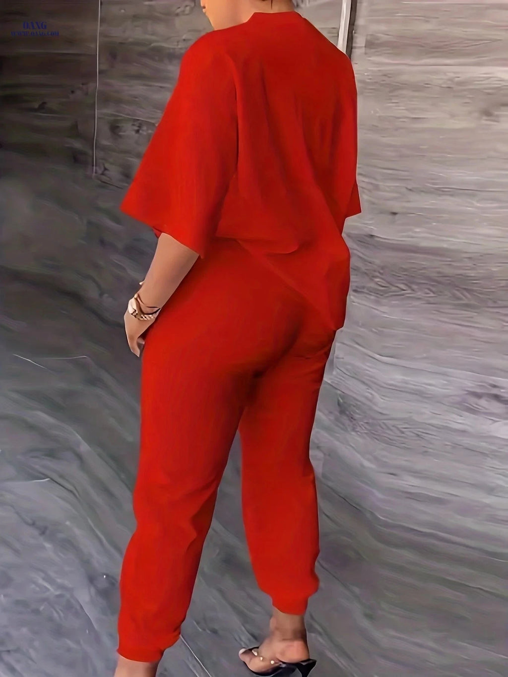 Elegant Women's Casual Suit - 95% Polyester, High Elasticity Design   OAXG Red / S