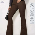 Elegant Women's Coffee Brown Flare Jeans - High Waist, Slim Fit   OAXG Coffee color / XS
