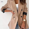 Elegant Women's Double Breasted Blazer - Long Sleeve for Office   OAXG 