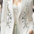 Elegant Women’s Embroidered Blazer - Perfect for Dates & Commuting   OAXG White / S