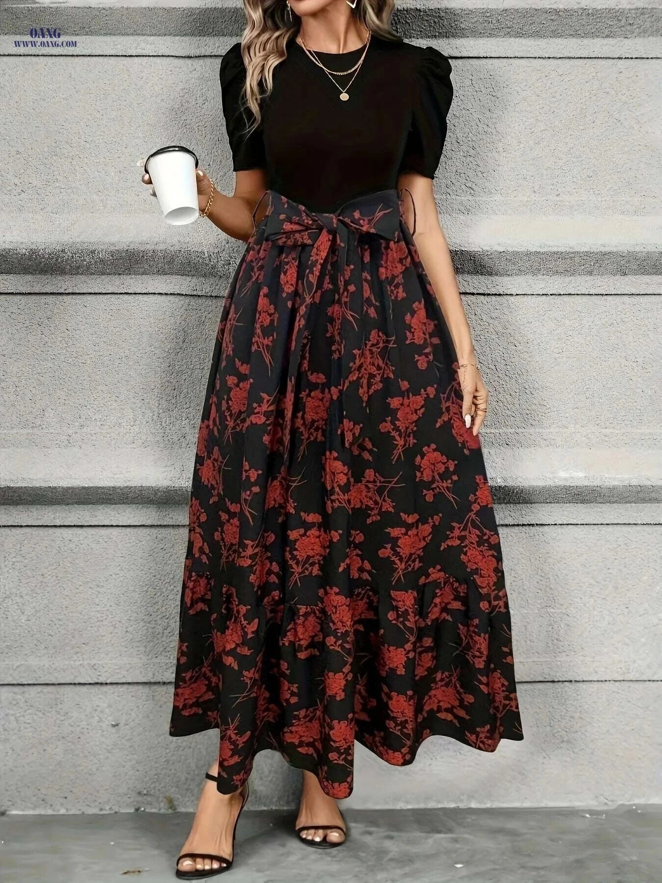 Elegant Women's Fall Dress - Perfect for Halloween and Christmas   OAXG Mixed Color / S