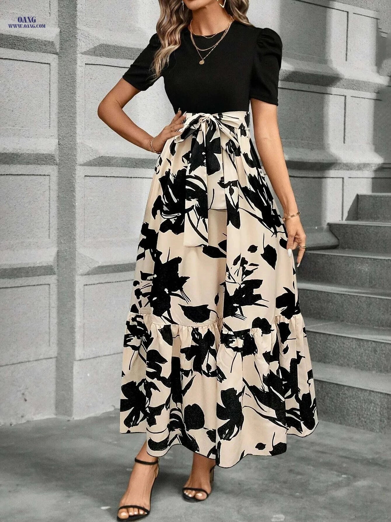 Elegant Women's Fall Dress - Perfect for Halloween and Christmas   OAXG Mixed Color / S