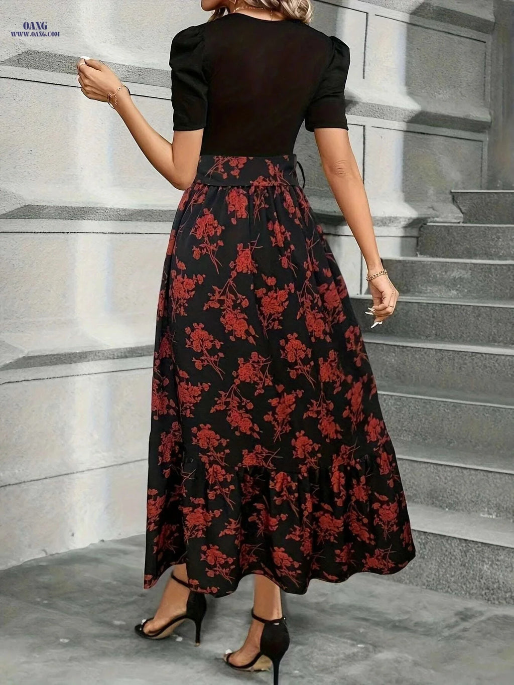 Elegant Women's Fall Dress - Perfect for Halloween and Christmas   OAXG Mixed Color / S