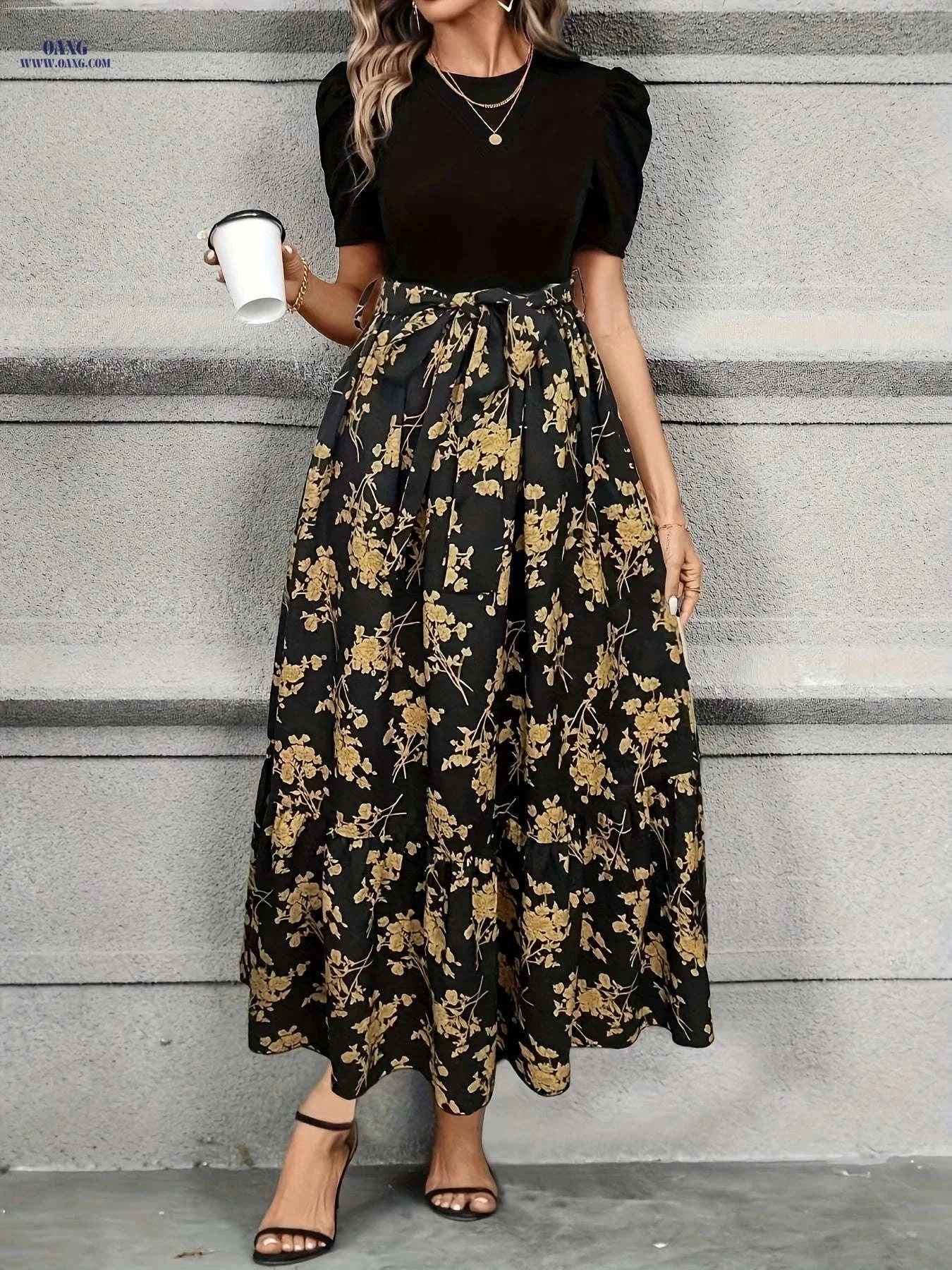 Elegant Women's Fashion Dress - Autumn Winter Seasonal Style   OAXG Mixed Color / S
