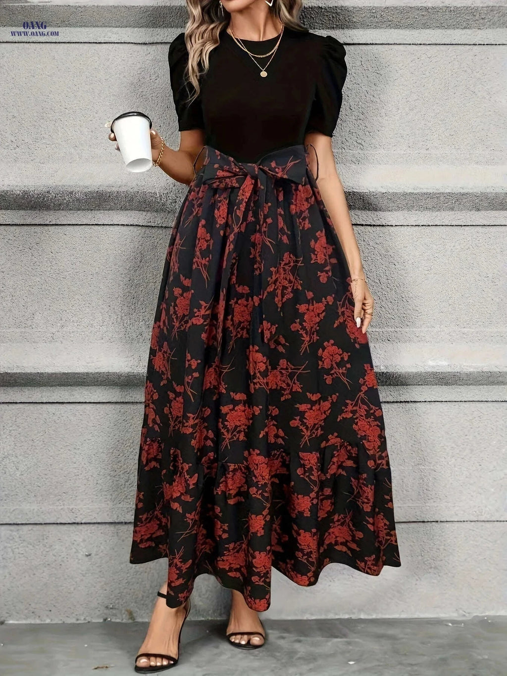 Elegant Women's Fashion Dress - Autumn Winter Seasonal Style   OAXG Mixed Color / S