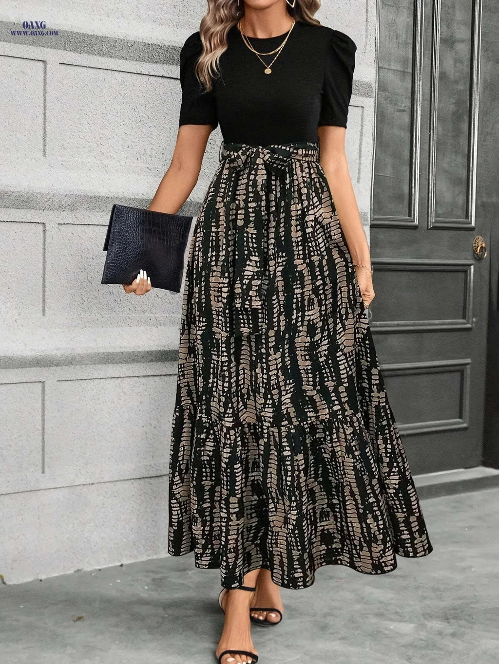 Elegant Women's Fashion Dress - Autumn Winter Seasonal Style   OAXG Mixed Color / S