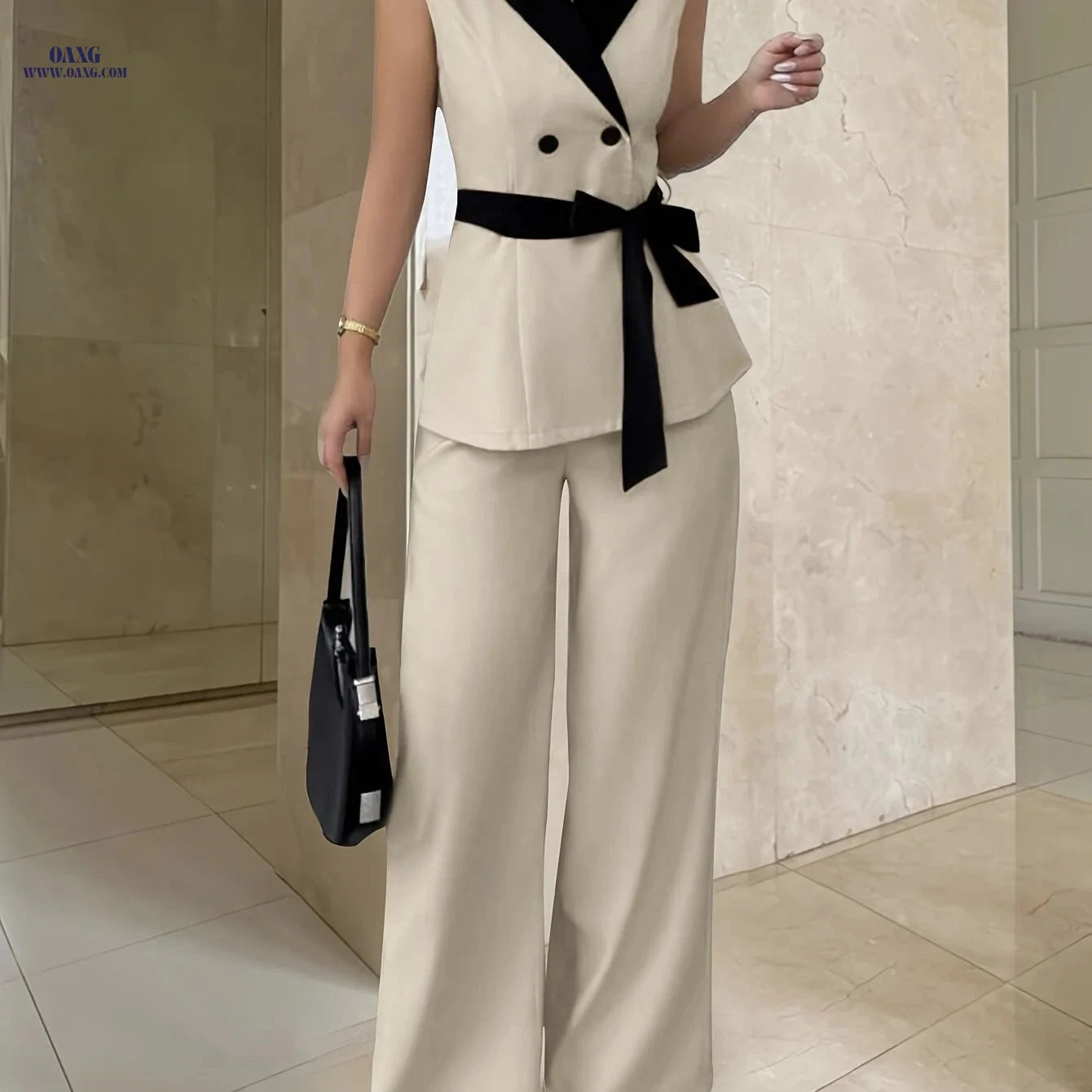 Elegant Women's Fashion Ensemble - 97% Polyester, Machine Washable   OAXG 