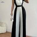 Elegant Women's Fashion Jumpsuit - Color Block Design for Summer   OAXG Black / S