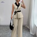 Elegant Women's Fashion Set - 97% Polyester, Perfect for Spring   OAXG Khaki / S