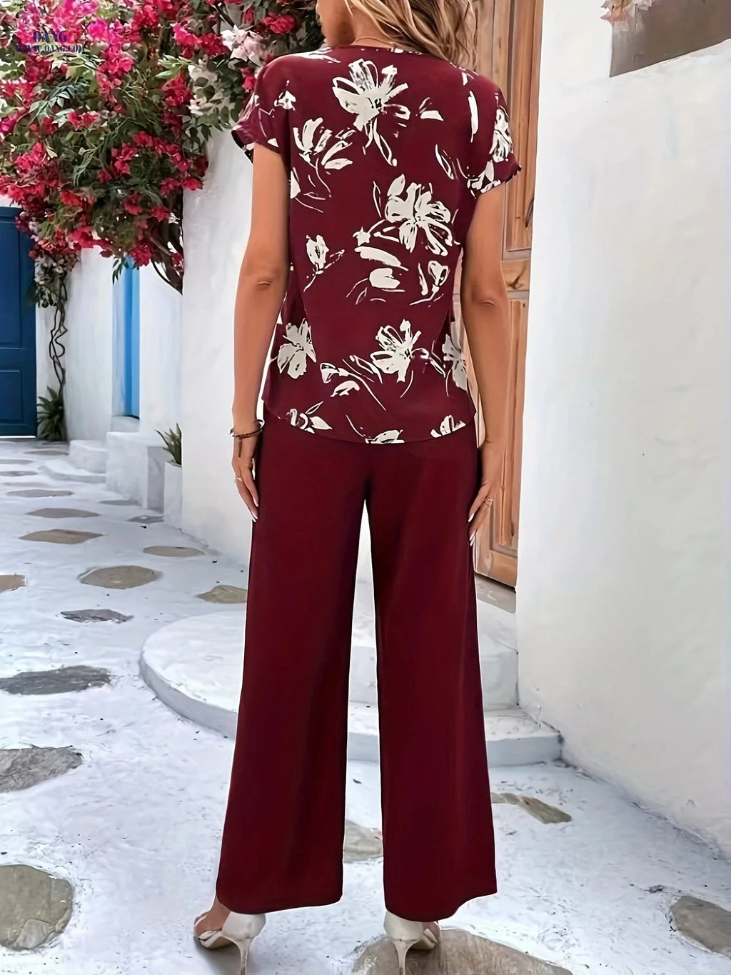 Elegant Women's Floral Pants Set - Casual Summer Outfit 196   OAXG 