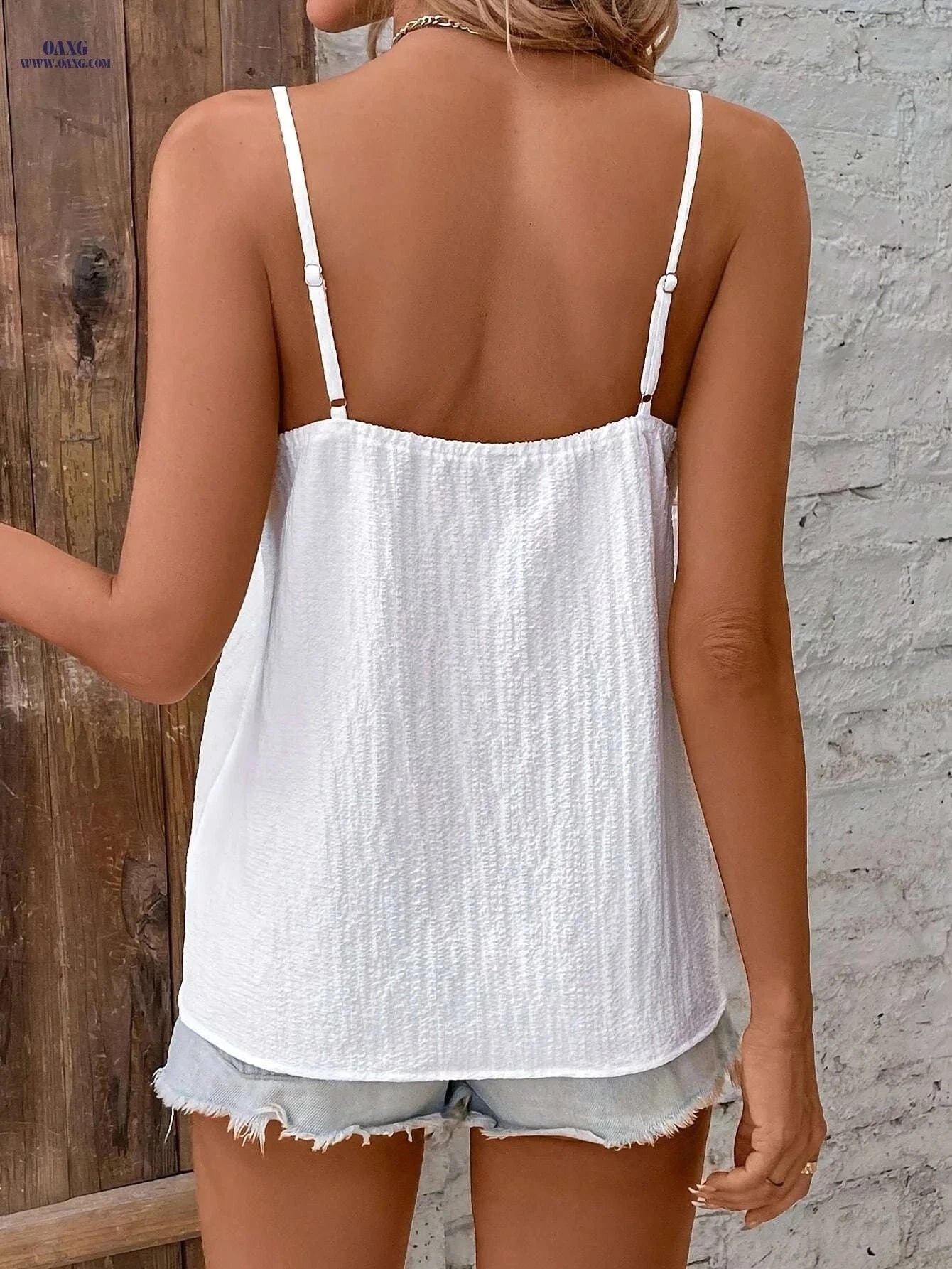 Elegant Women's French Lace Patchwork Vest - Spring/Summer Style   OAXG White / S