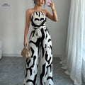 Elegant Women's Halter Neck Off-Shoulder Jumpsuit for Casual Wear   OAXG Multicolor / XS