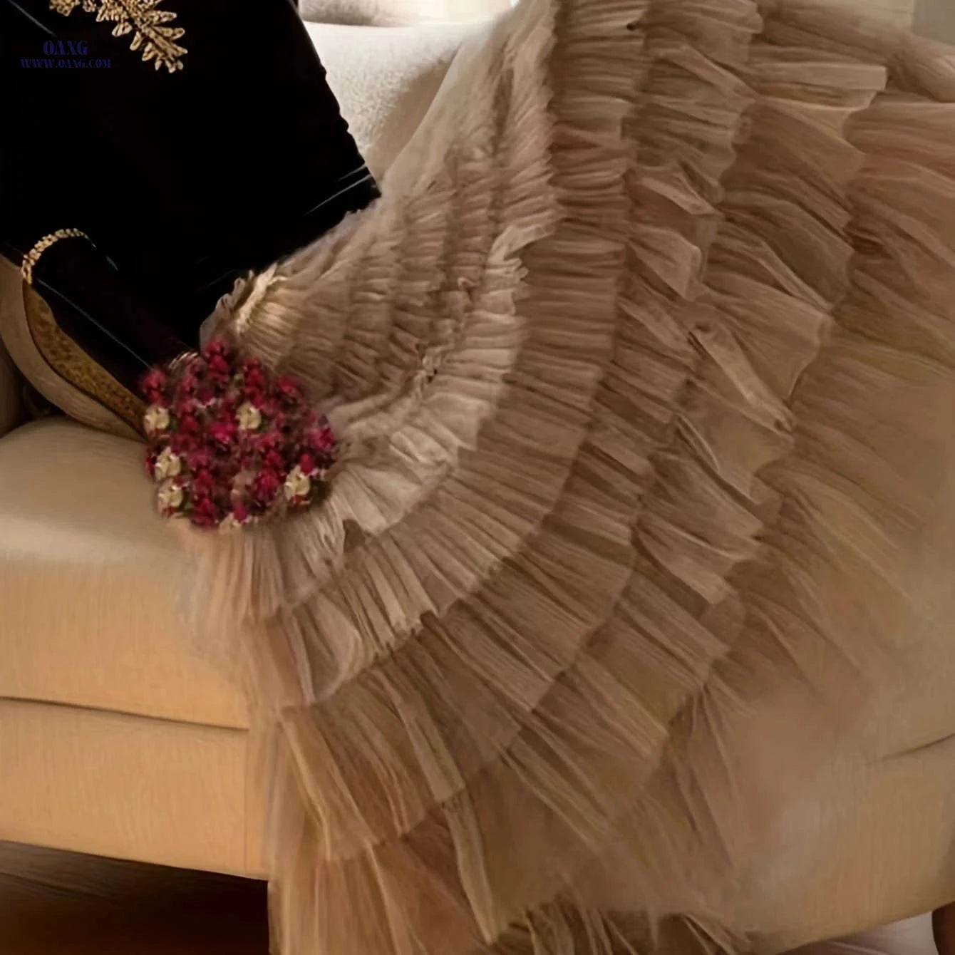 Elegant Women's High-Waisted A-Line Tulle Skirt - Bohemian Style   OAXG 