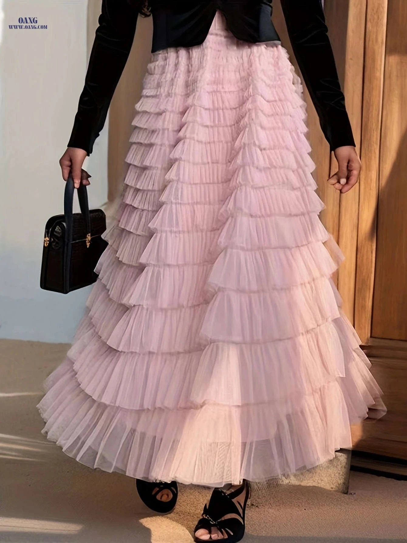 Elegant Women's High-Waisted A-Line Tulle Skirt - Bohemian Style   OAXG 